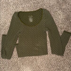 Free People Olive Green Long Sleeve Women's Top